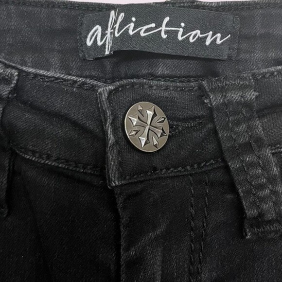 Affliction Raquel Low Rise Black Skinny Jeans Beaded Denim Womens Size 25 - Picture 5 of 12